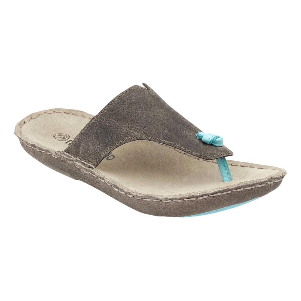 NEW TAMARINDO women's leather softbed beachcomber sandal in pebble/sky